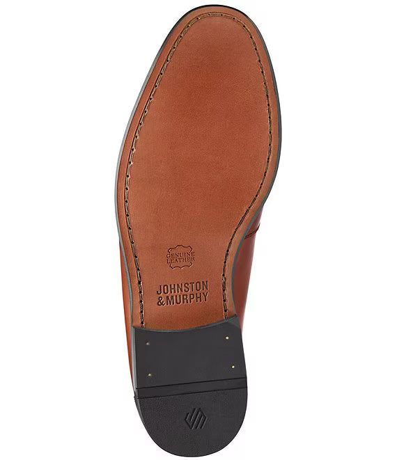 Johnston & Murphy Men's Humphrey Penny Loafer in Tan/Brown Full-Grain Leather