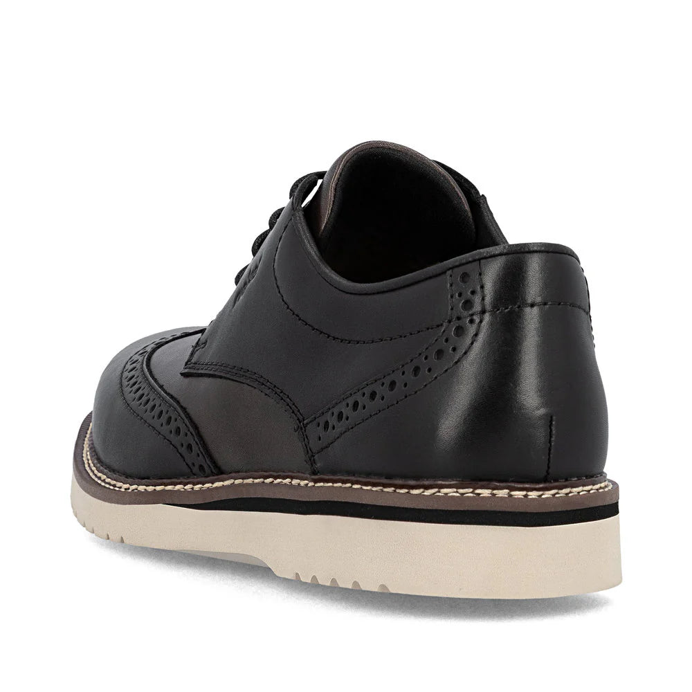 Rieker Men's Alan 04 Wing Tip Shoe in Nero/Blei Black