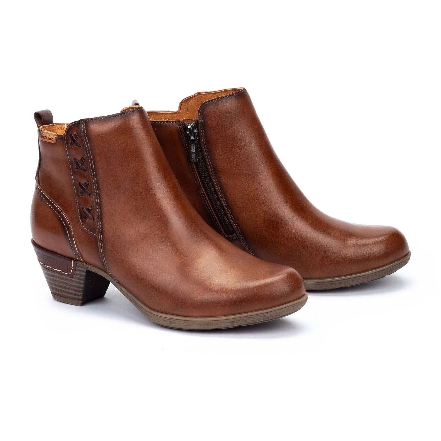 Pikolinos Women's Rotterdam 25 Leather Side Zip Ankle Boot in Cuero Tan