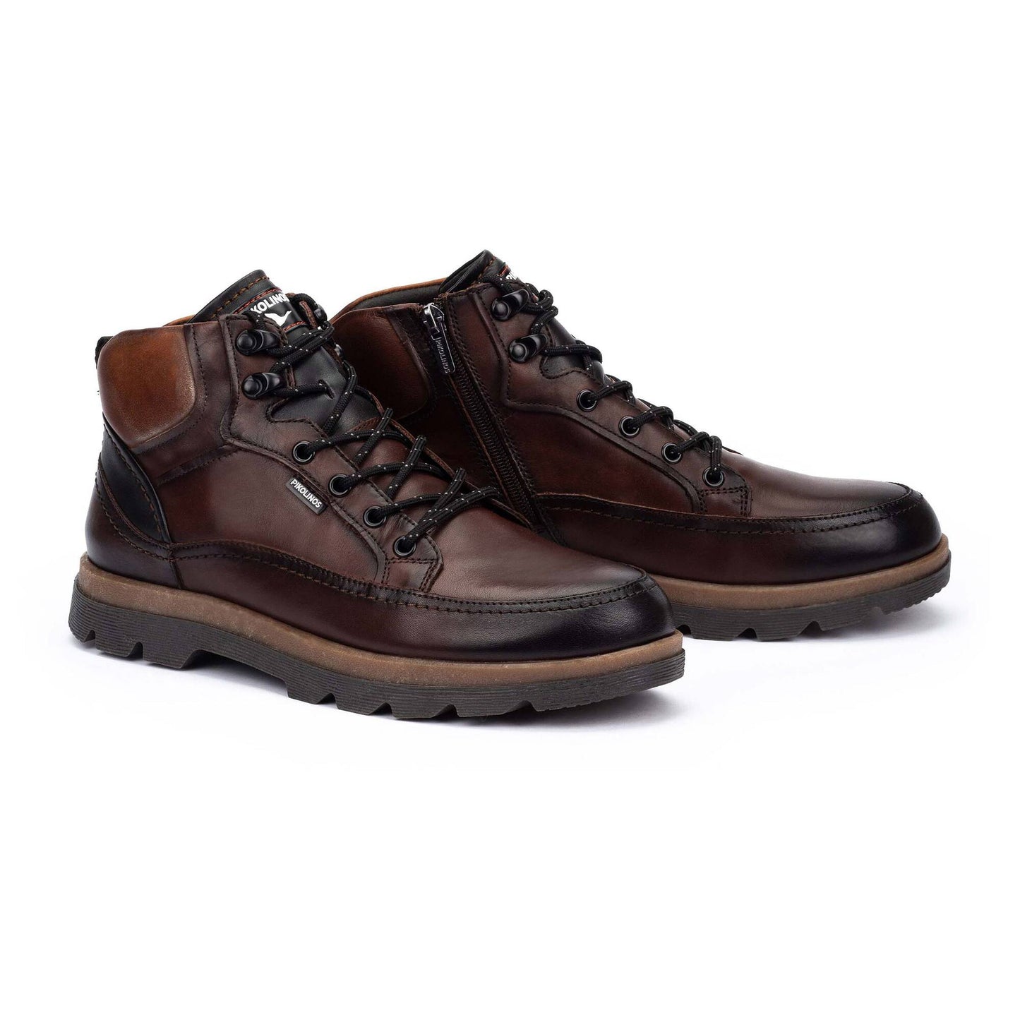 Pikolinos Men's Vigo Side Zip Lace Boot in Olmo Brown