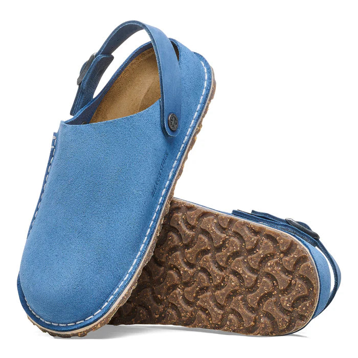 Birkenstock Women's Lutry Premium Suede Leather Clog in Elemental Blue