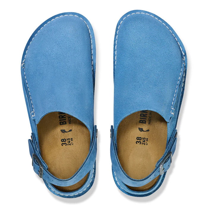 Birkenstock Women's Lutry Premium Suede Leather Clog in Elemental Blue