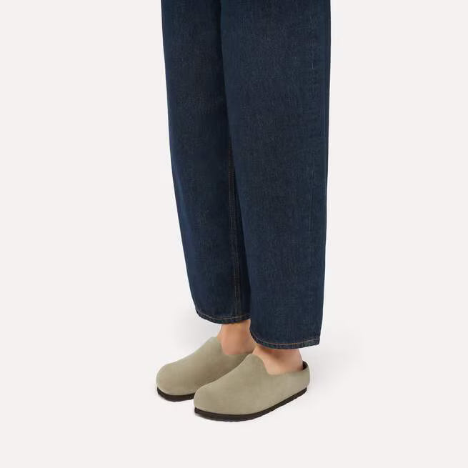 Birkenstock Women's Amsterdam Wrapped Clog in Taupe Suede