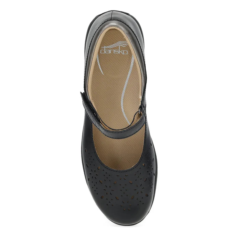 Dansko Women's Stacy Mary Jane in Black Waxy Burnished Leather