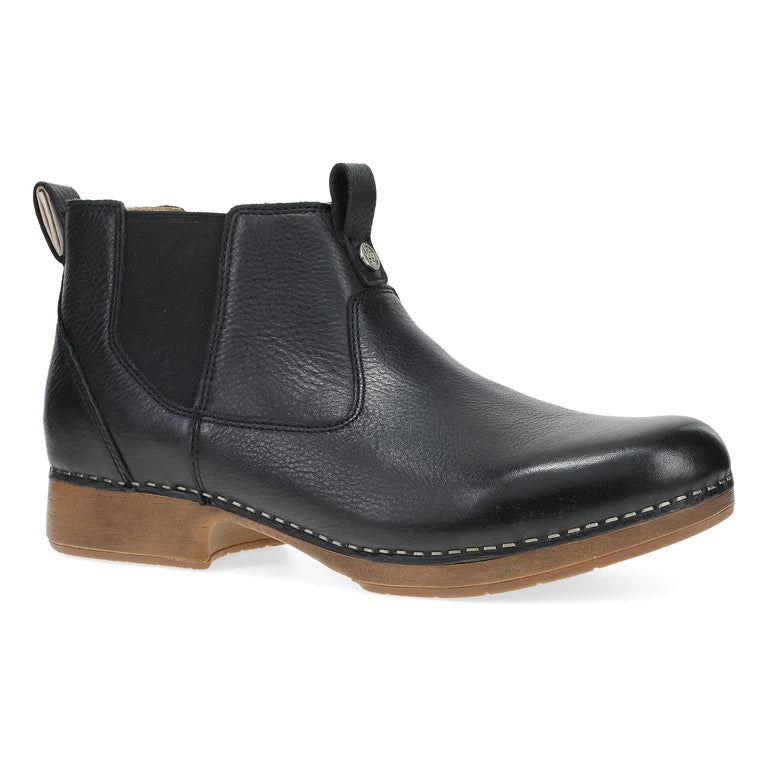Dansko Women's Michele Pull On Leather Boot in Black Waxy