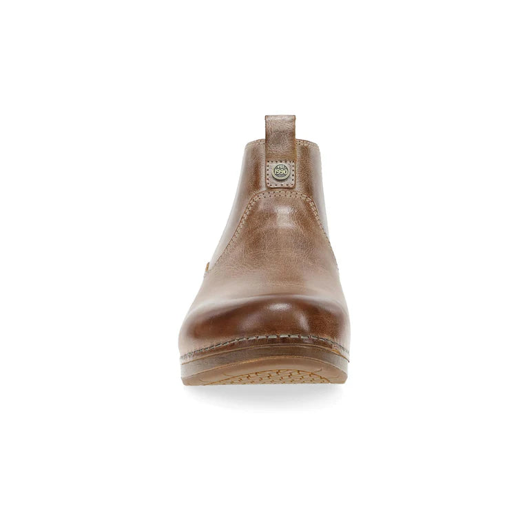Dansko Women's Michele Pull On Leather Boot in Tan Waxy Brush Off