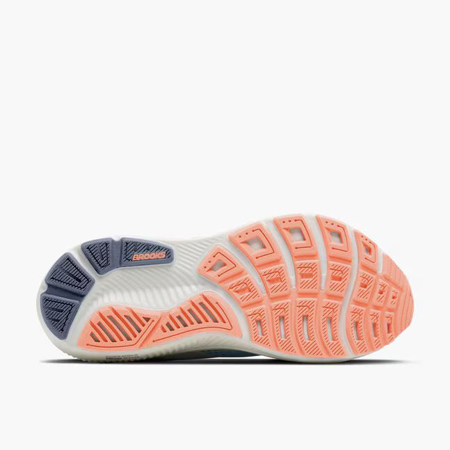Brooks Women's Ghost 18 Sneaker in Star White/Cyber Peach/Grey