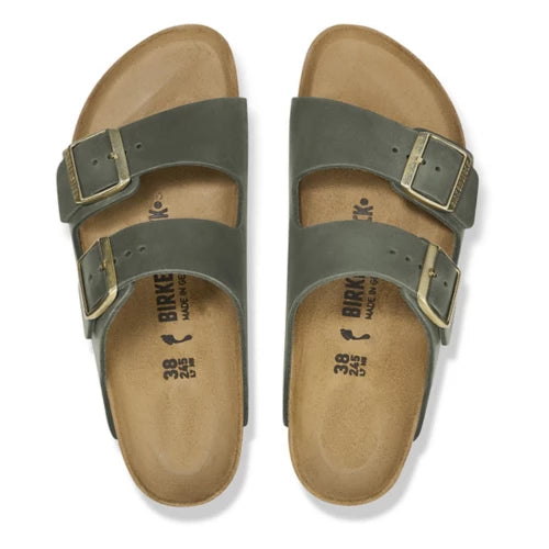 Birkenstock Women's Arizona Oiled Leather Sandal in Thyme