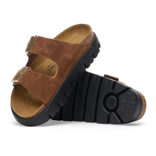 Birkenstock Women's Arizona Chunky Two Strap Sandal in Dark Tea/Black