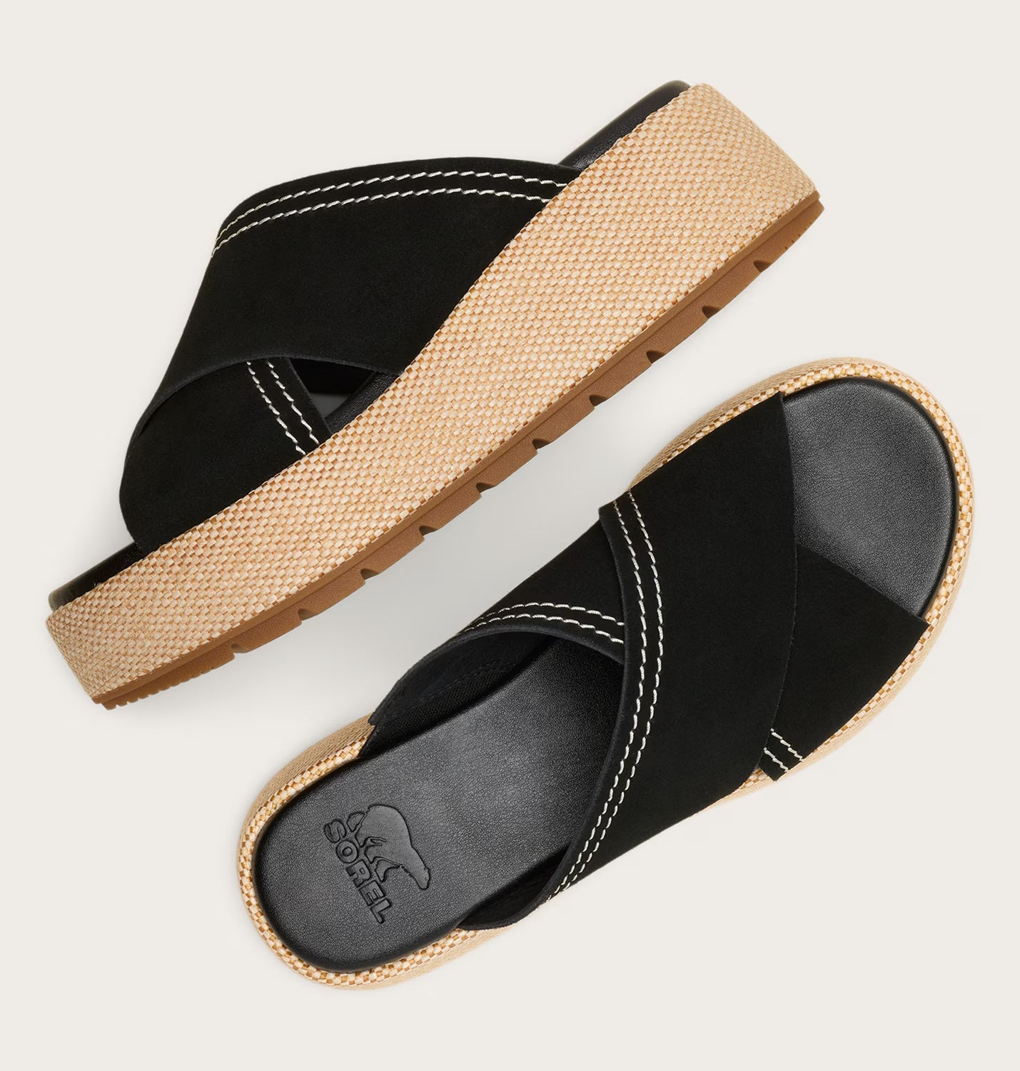 Sorel Women's Sunpeak Platform Slide Sandal in Black/Gum