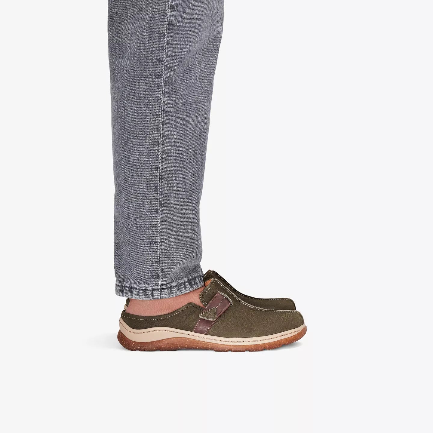 Clarks Women's Orlene Clog in Olive Combination Nubuck