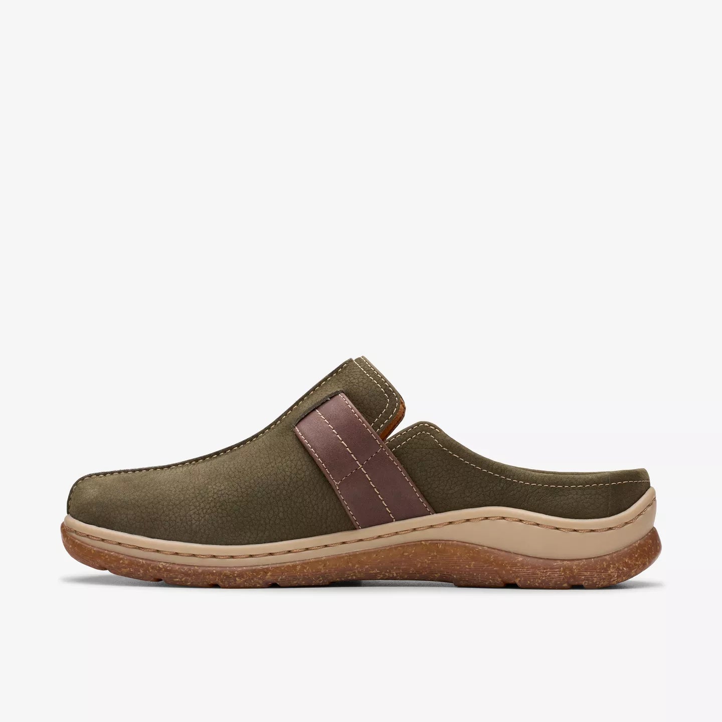Clarks Women's Orlene Clog in Olive Combination Nubuck