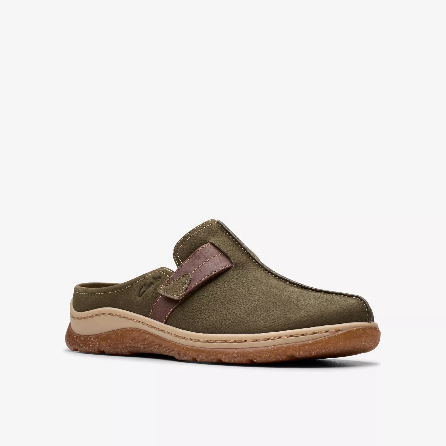Clarks Women's Orlene Clog in Olive Combination Nubuck