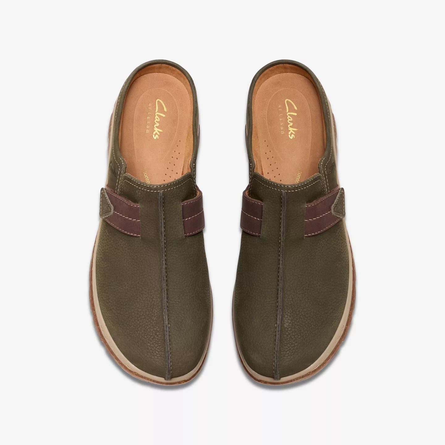 Clarks Women's Orlene Clog in Olive Combination Nubuck