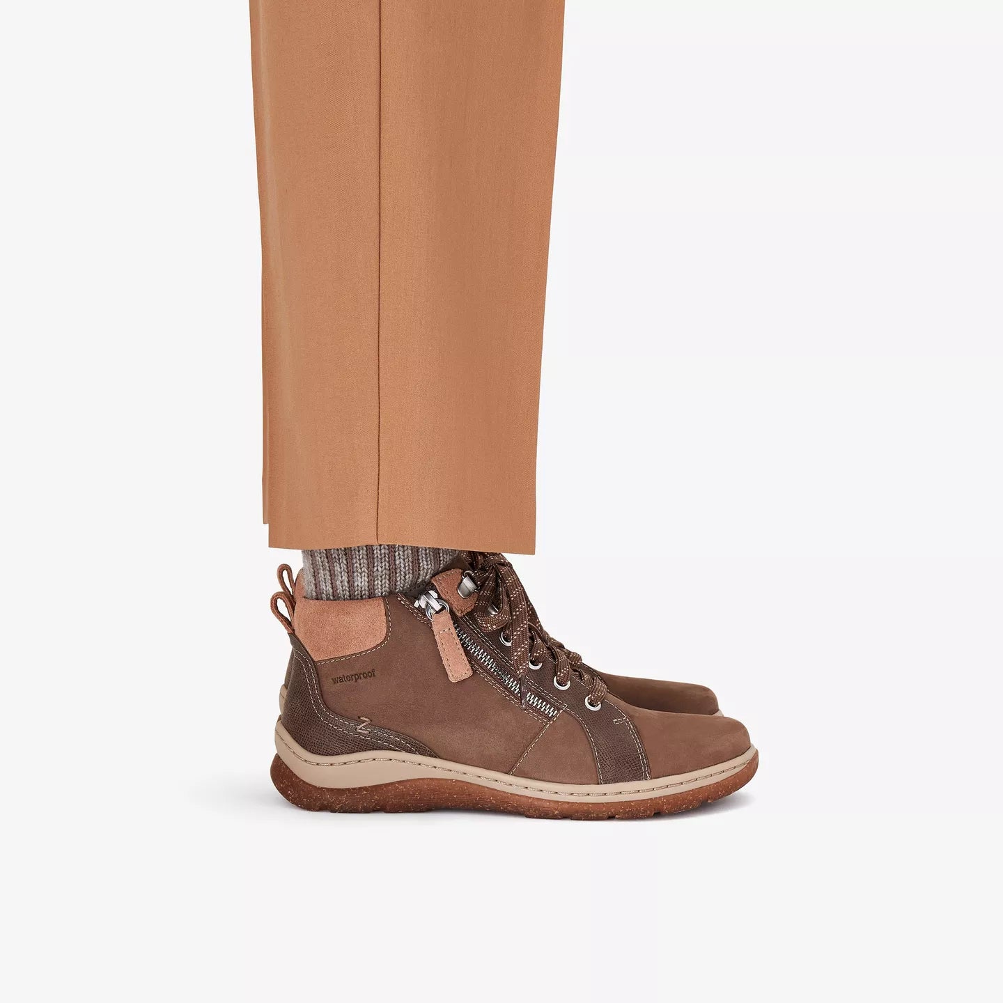 Clarks Women's Orlene Top Waterproof Boots in Dark Sand Nubuck