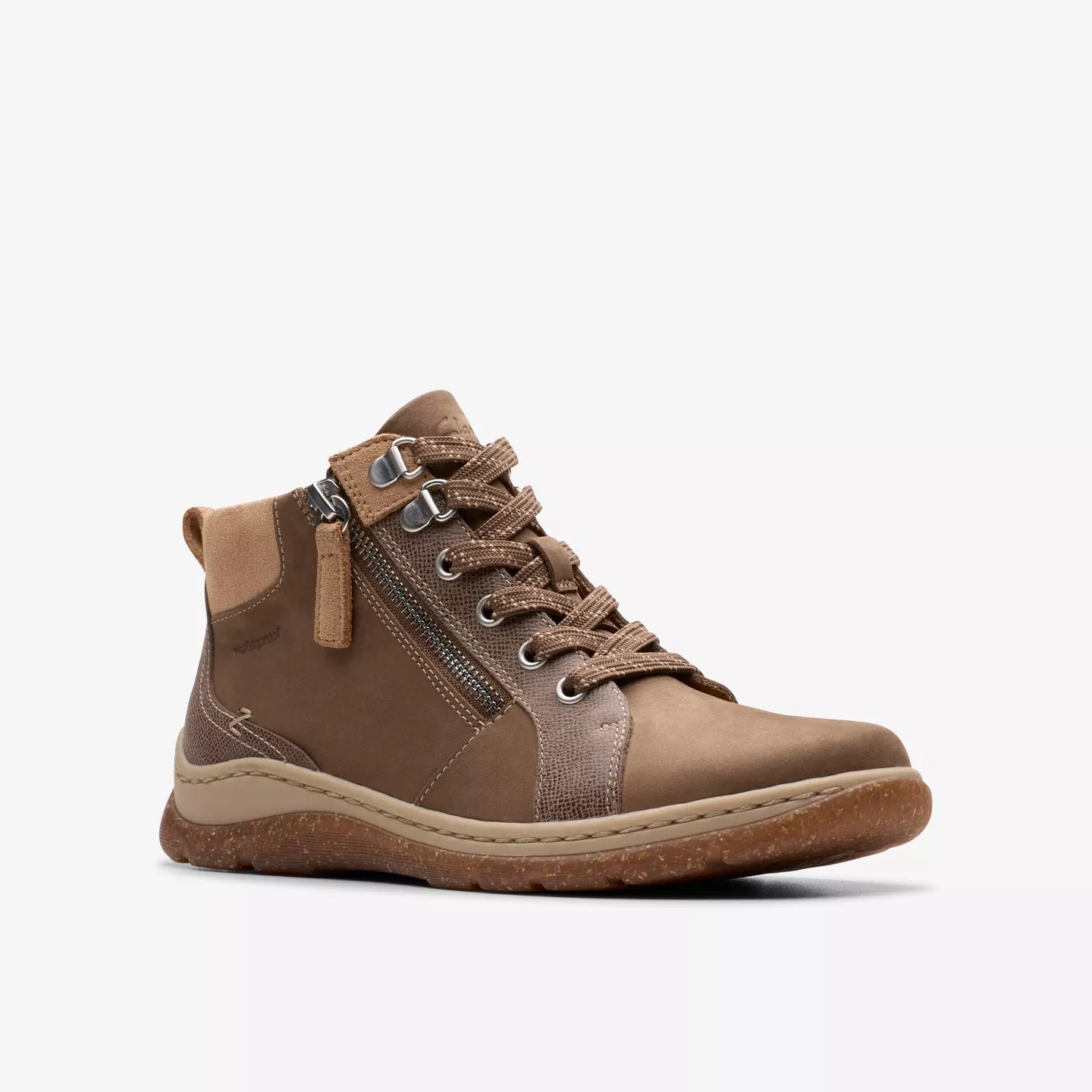 Clarks Women's Orlene Top Waterproof Boots in Dark Sand Nubuck