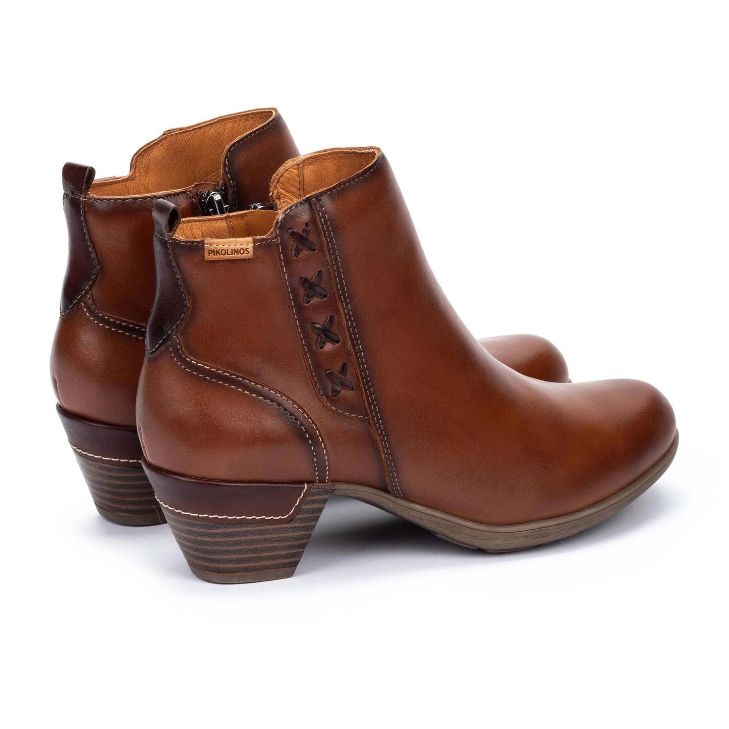 Pikolinos Women's Rotterdam 25 Leather Side Zip Ankle Boot in Cuero Tan