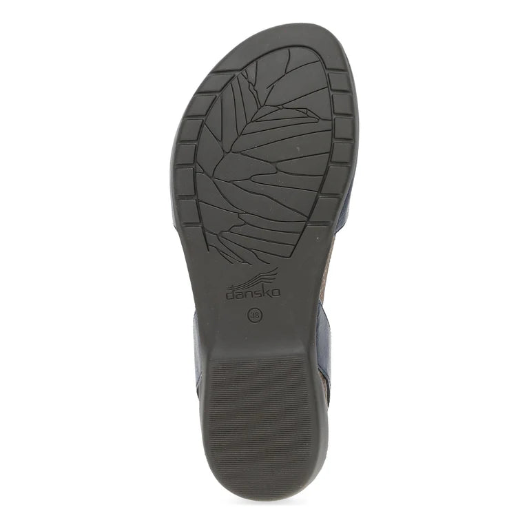 Dansko Women's Rowan Closed Toe Sandal in Navy Waxy Burnished Leather