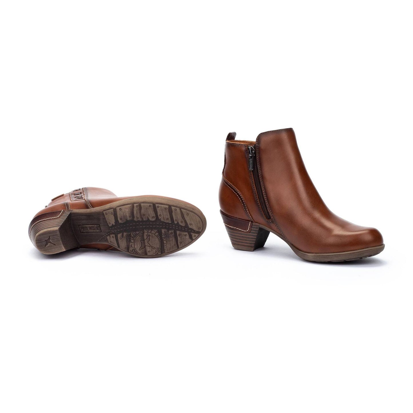 Pikolinos Women's Rotterdam 25 Leather Side Zip Ankle Boot in Cuero Tan