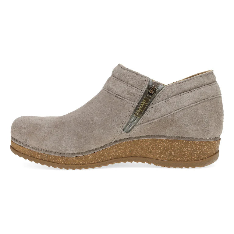 Dansko Women's Muriel Side Zip Suede Shootie in Taupe