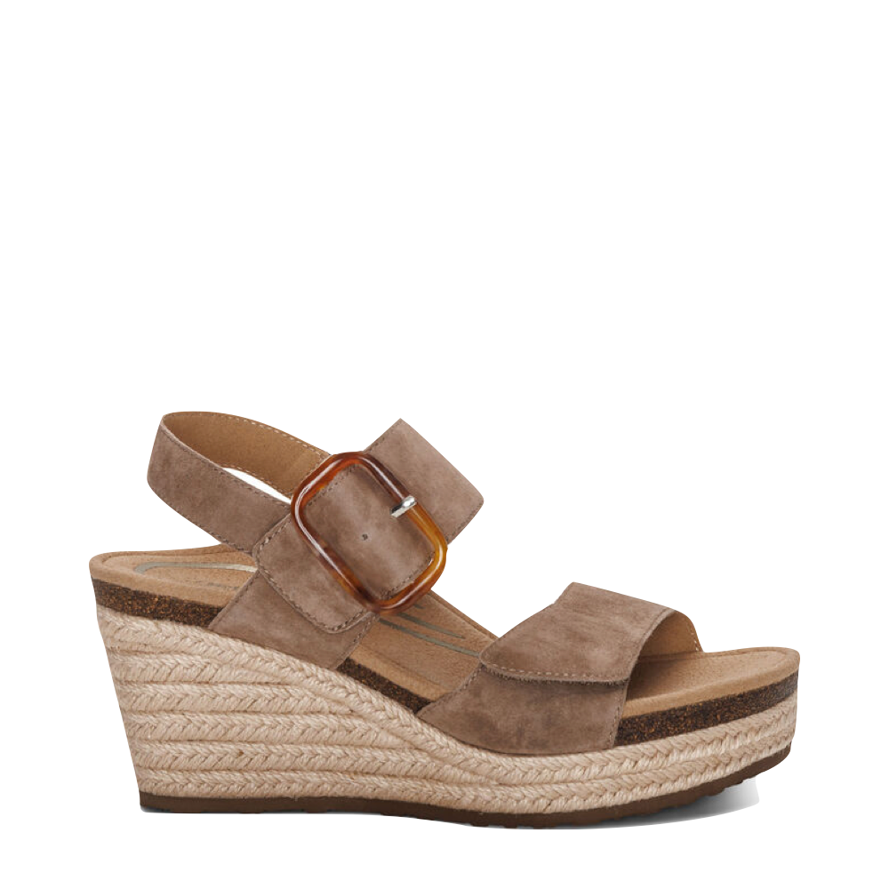 Side (right) view of Aetrex Ashley Arch Support Wedge Sandal for women.