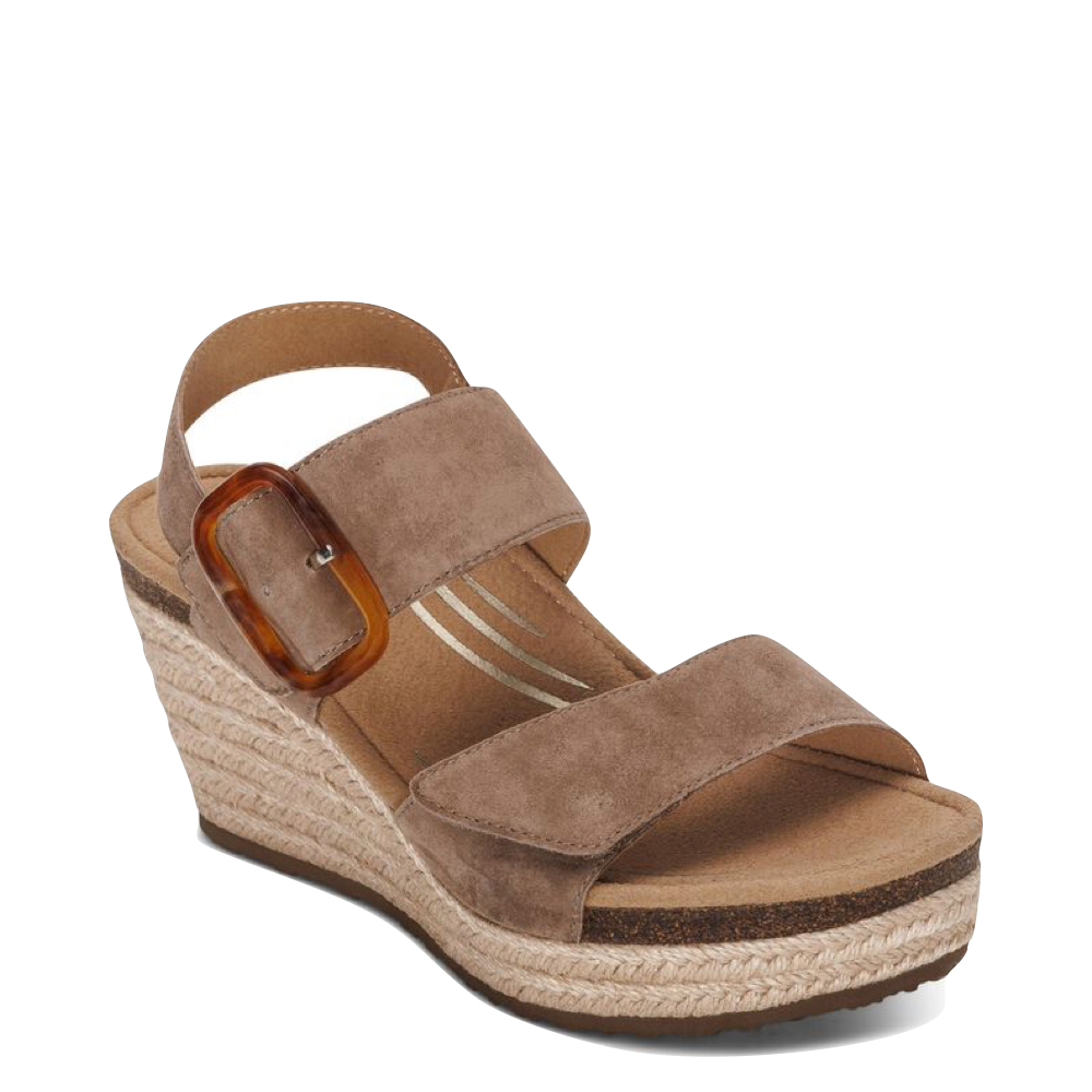 Toe view of Aetrex Ashley Arch Support Wedge Sandal for women.