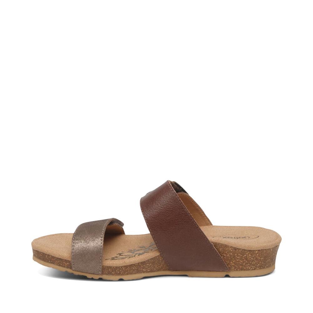 Aetrex Women's Daisy Adjustable Strap Slide Sandal (Brown)