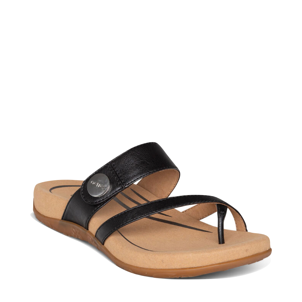 Toe view of Aetrex Izzy Adjustable Slide Sandal for women.