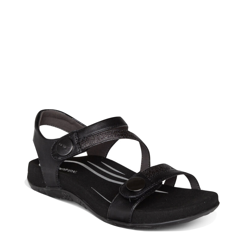 Toe view of Aetrex Jess Adjustable Quarter Strap Sandal for women.