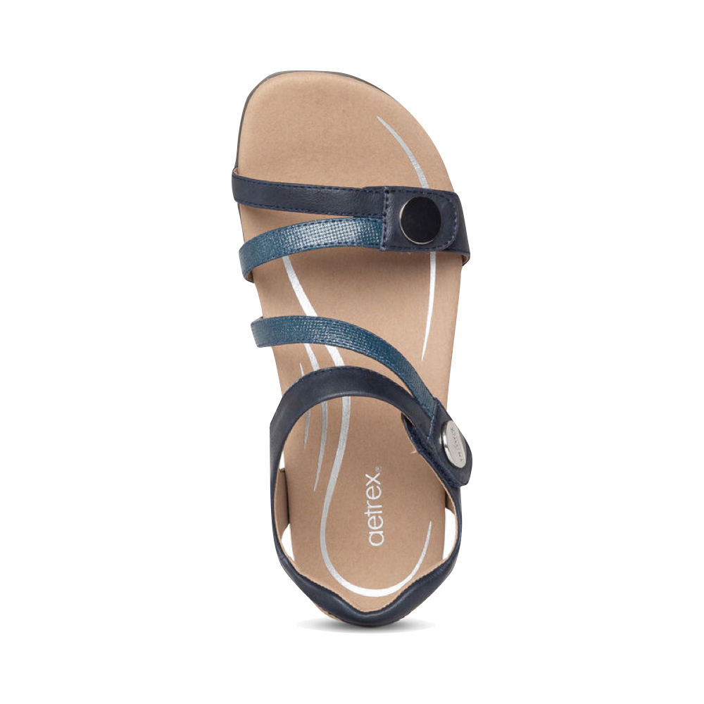 Aetrex Women's Jess Adjustable Strap Sandal in Navy