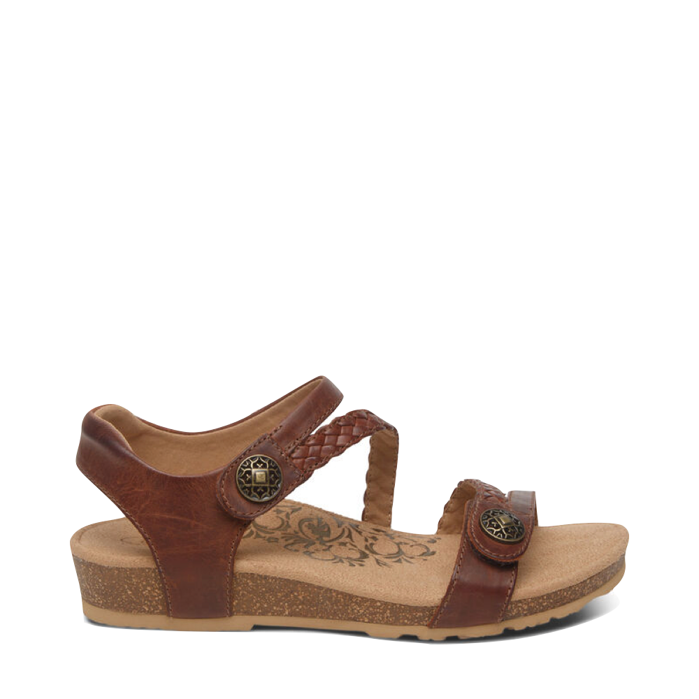 Side (right) view of Aetrex Jillian Braided Quarter Strap Sandal for women.