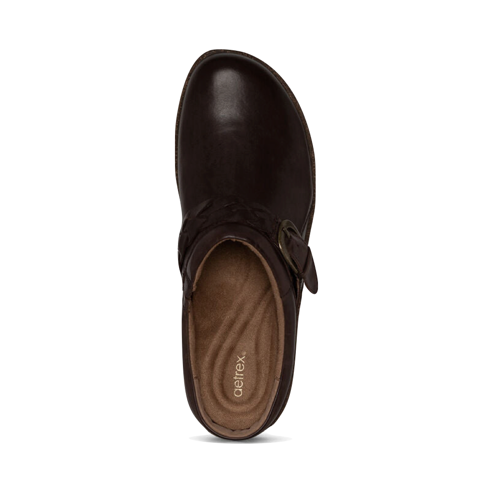 Top-down view of Aetrex Libby Leather Clog for women.