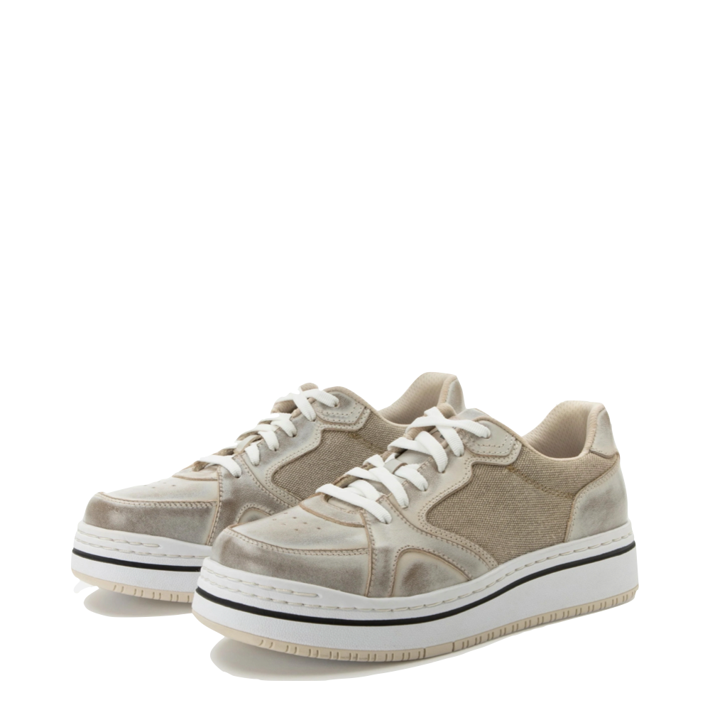 Mudguard and Toe view of Alegria Alyster Platform Sneaker for women.