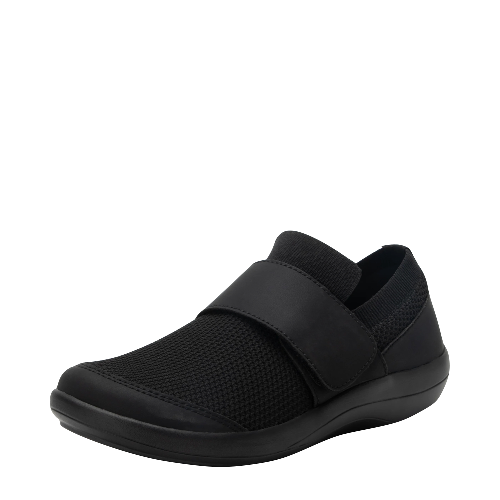 Mudguard and Toe view of Alegria Dasher Strap Shoe for women.