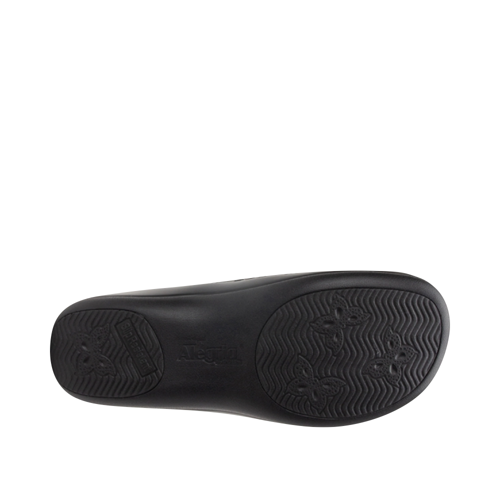 Bottom view of Alegria Keli Slip Resistant Slip On for women.