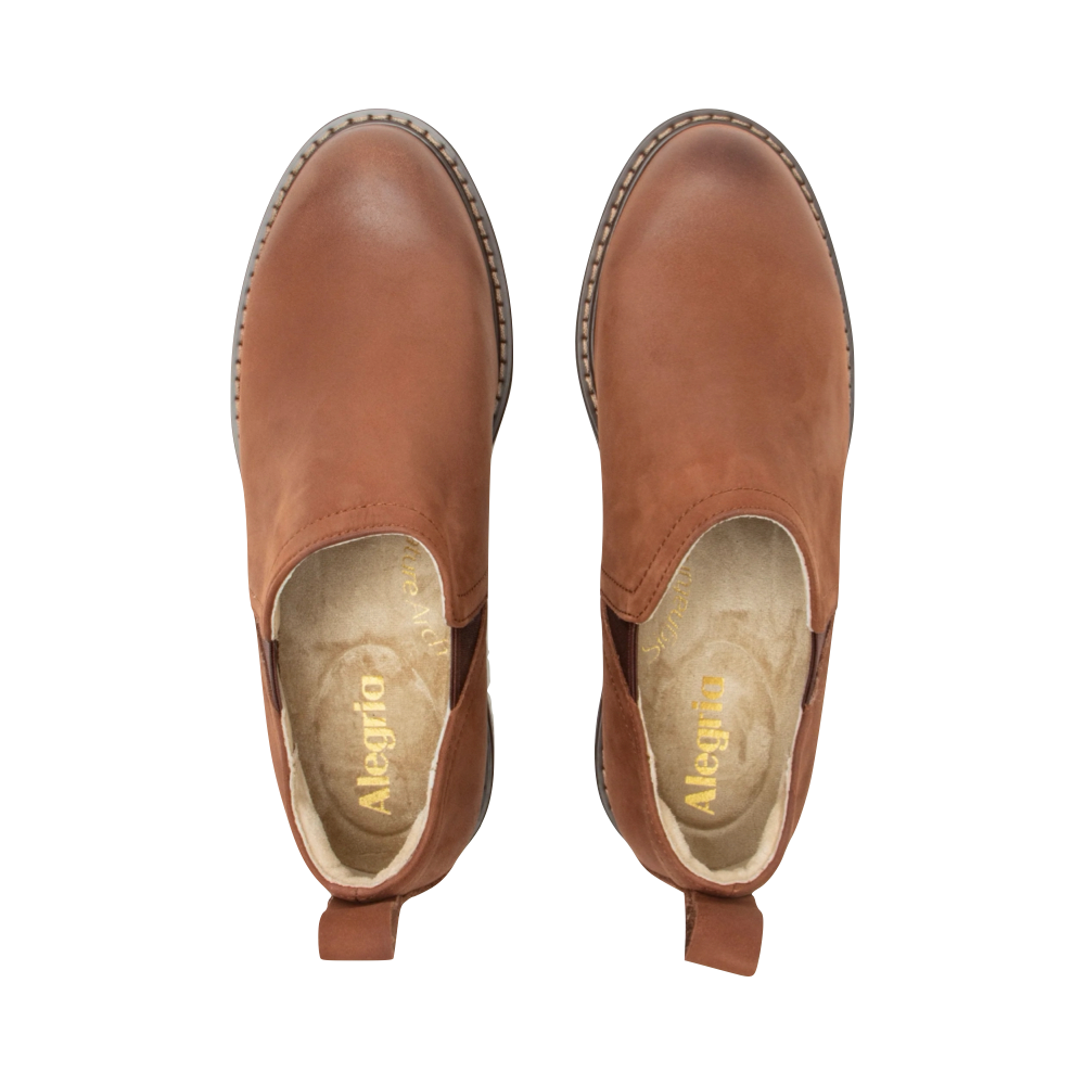 Top-down view of Alegria Merle Burnished Bootie for women.