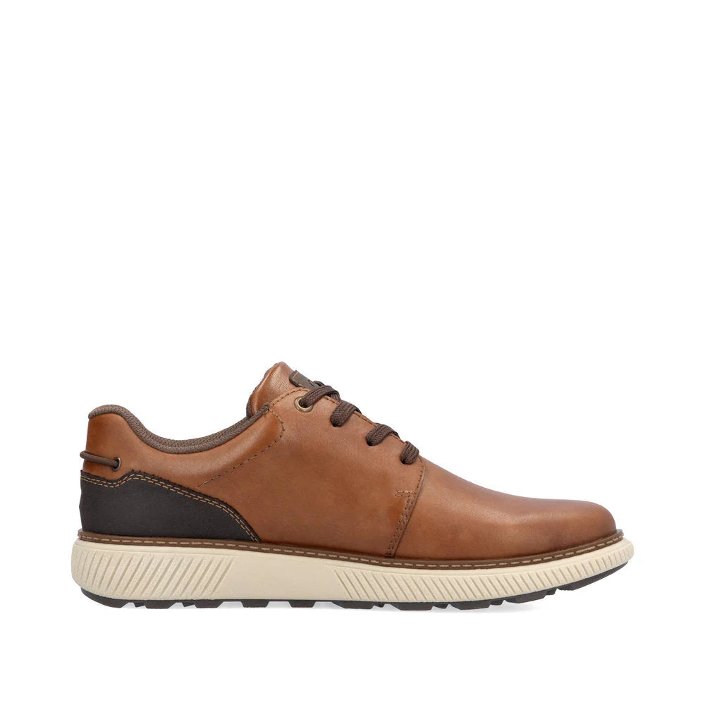 Rieker Men's Stan 13 Leather Lace Dress Sneaker in Muskat Brown