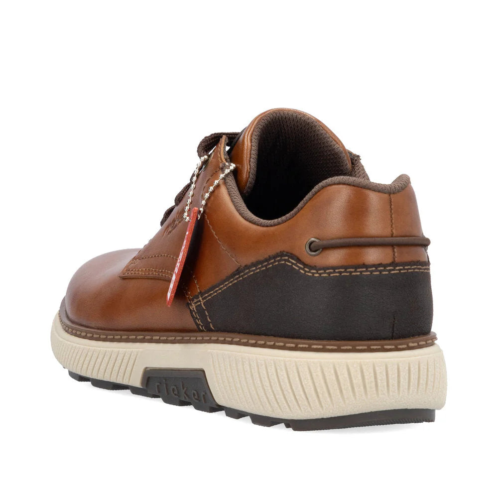 Rieker Men's Stan 13 Leather Lace Dress Sneaker in Muskat Brown