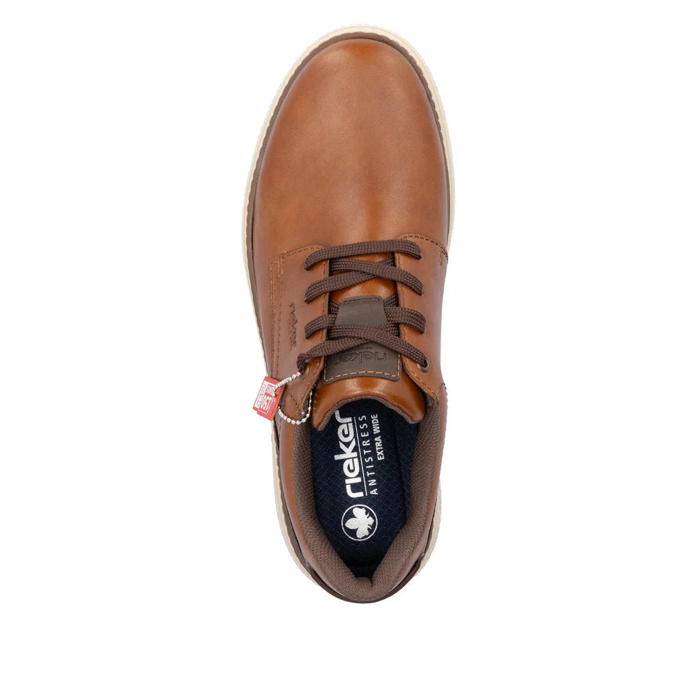 Rieker Men's Stan 13 Leather Lace Dress Sneaker in Muskat Brown