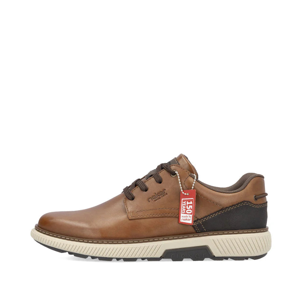 Rieker Men's Stan 13 Leather Lace Dress Sneaker in Muskat Brown