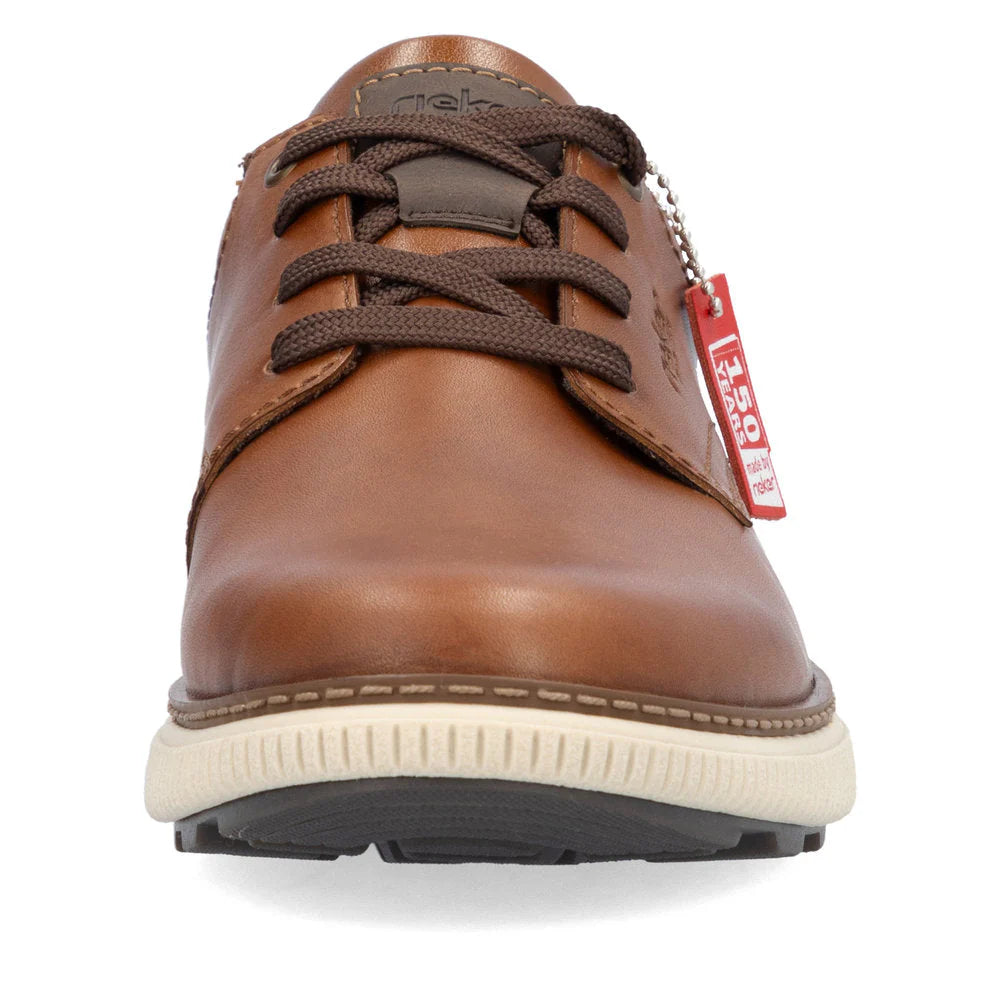 Rieker Men's Stan 13 Leather Lace Dress Sneaker in Muskat Brown