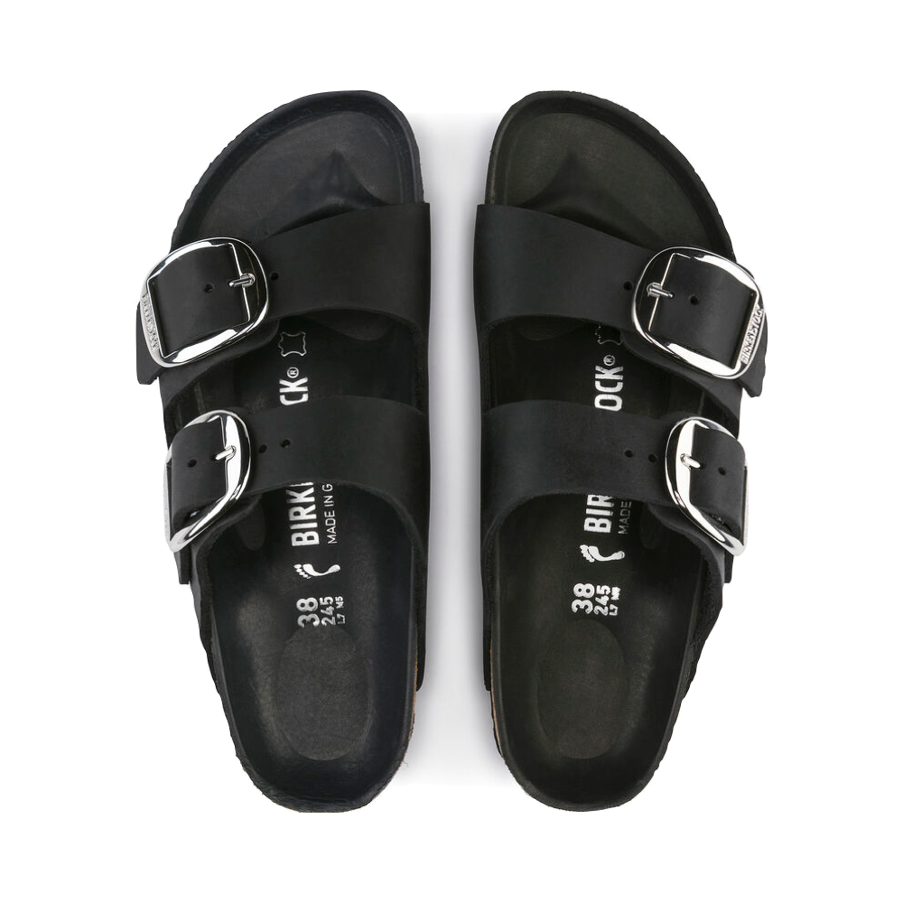 Top-down view of Birkenstock Arizona Oiled Leather Big Buckle Sandal for unisex.