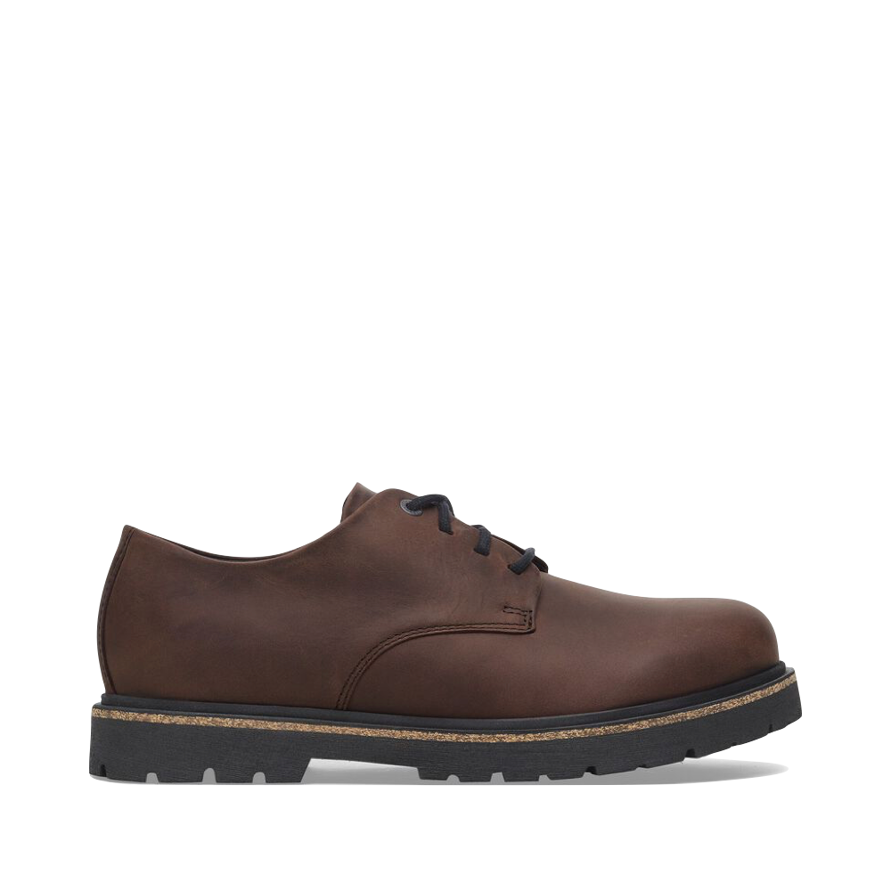 Side (right) view of Birkenstock Highwood Oiled Leather Low Lace for men.