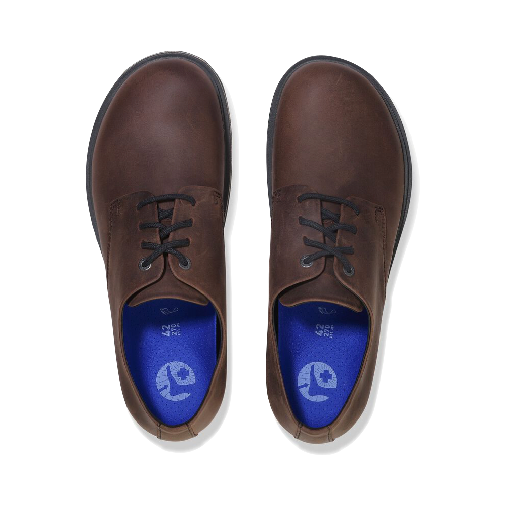 Top-down view of Birkenstock Highwood Oiled Leather Low Lace for men.