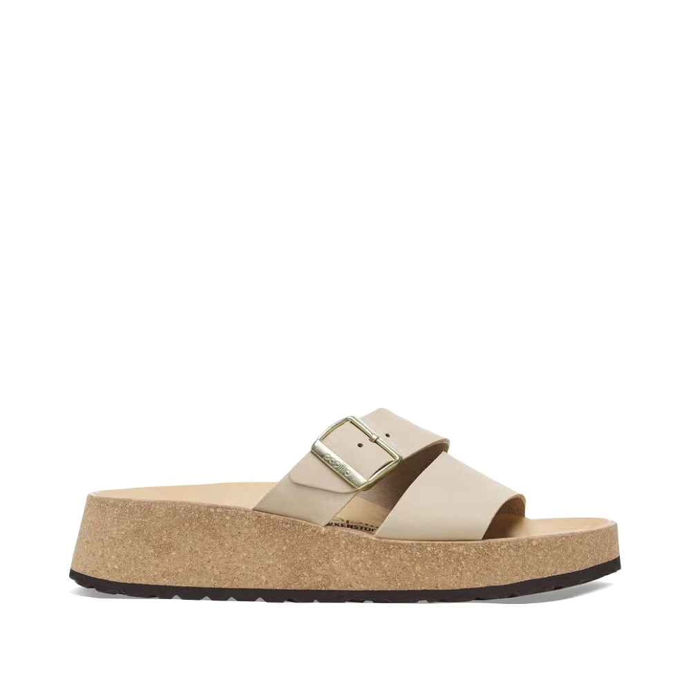 Side (right) view of Birkenstock Almina Slide Sandal for women.