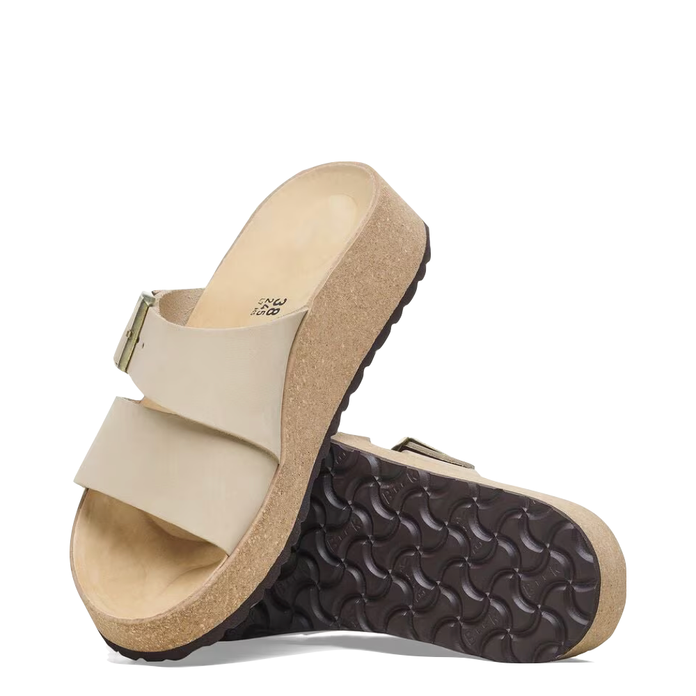 Top-down and bottom view of Birkenstock Almina Slide Sandal for women.