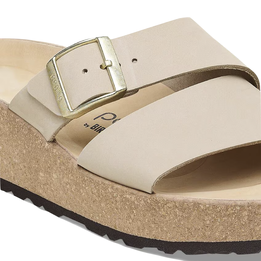Detail view of Birkenstock Almina Slide Sandal for women.