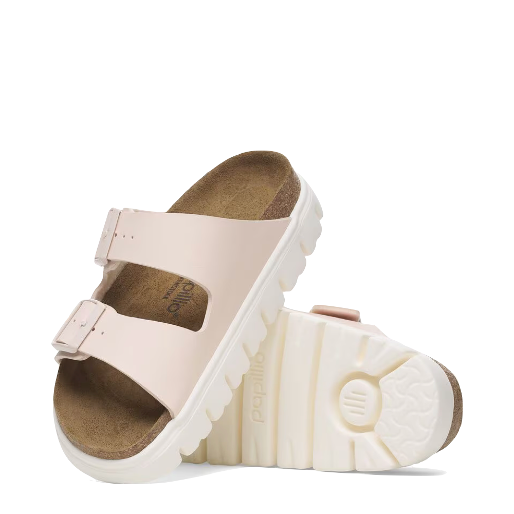 Top-down and bottom view of Birkenstock Arizona Chunky Birko-Flor Sandal for women.