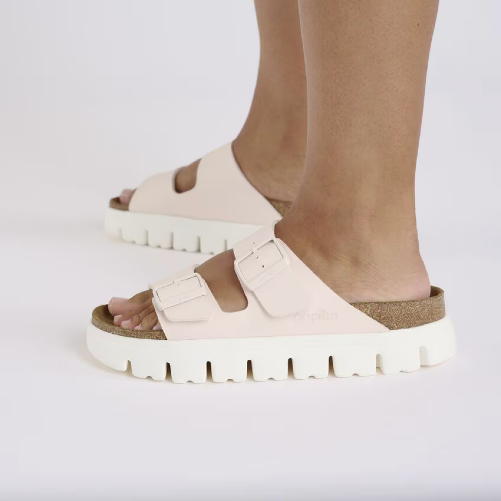 Model view of Birkenstock Arizona Chunky Birko-Flor Sandal for women.