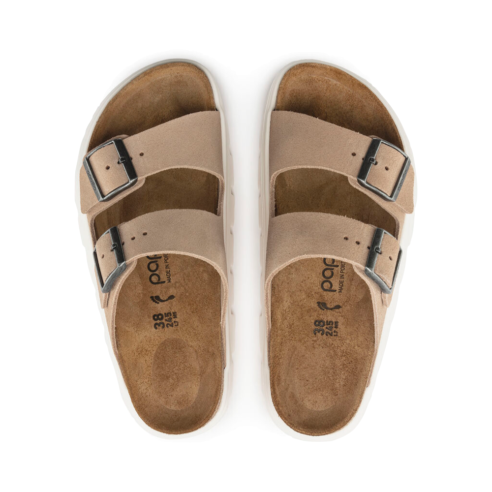 Top-down view of Birkenstock Arizona Chunky Suede Leather Slide Sandal for women.